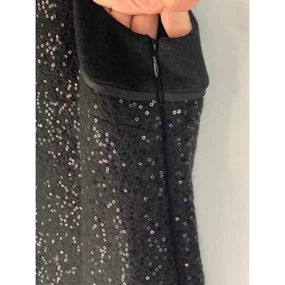 Loft Sequin Shift Dress Womens Size 6 Wool Blend Grey Black Sleeveless - Picture 5 of 9